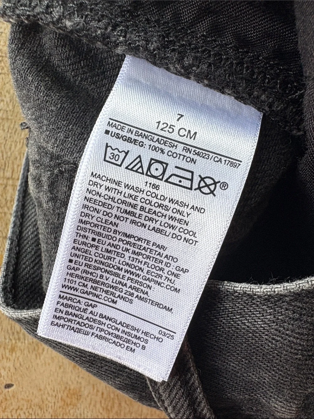 NWOT Gap Boys Black Denim Jeans size 7